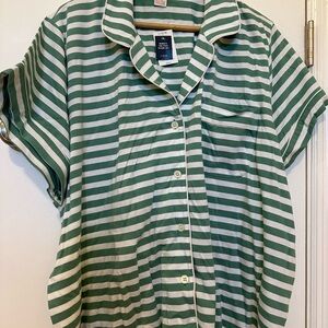 NWT J.Crew Green & White Striped Button-Up Short Pajama Set